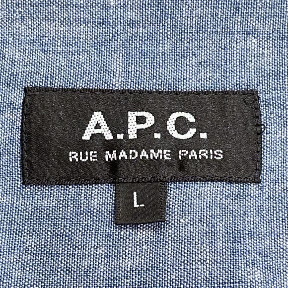 A.P.C. Paris Blue Chambray Button Down Shirt Size Large - Picture 3 of 4